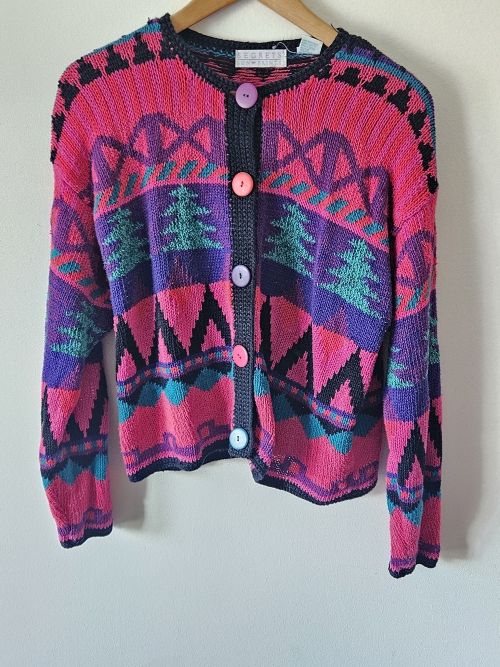 Vintage 90s Segrets Sun Prints Button Up Sweater